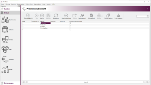 Übersicht Preislisten